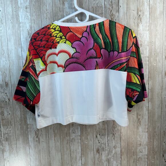 Adidas Originals Rita Ora Dragon Crop Top M‎ Red White Mesh Embroidered Logo - Picture 4 of 8